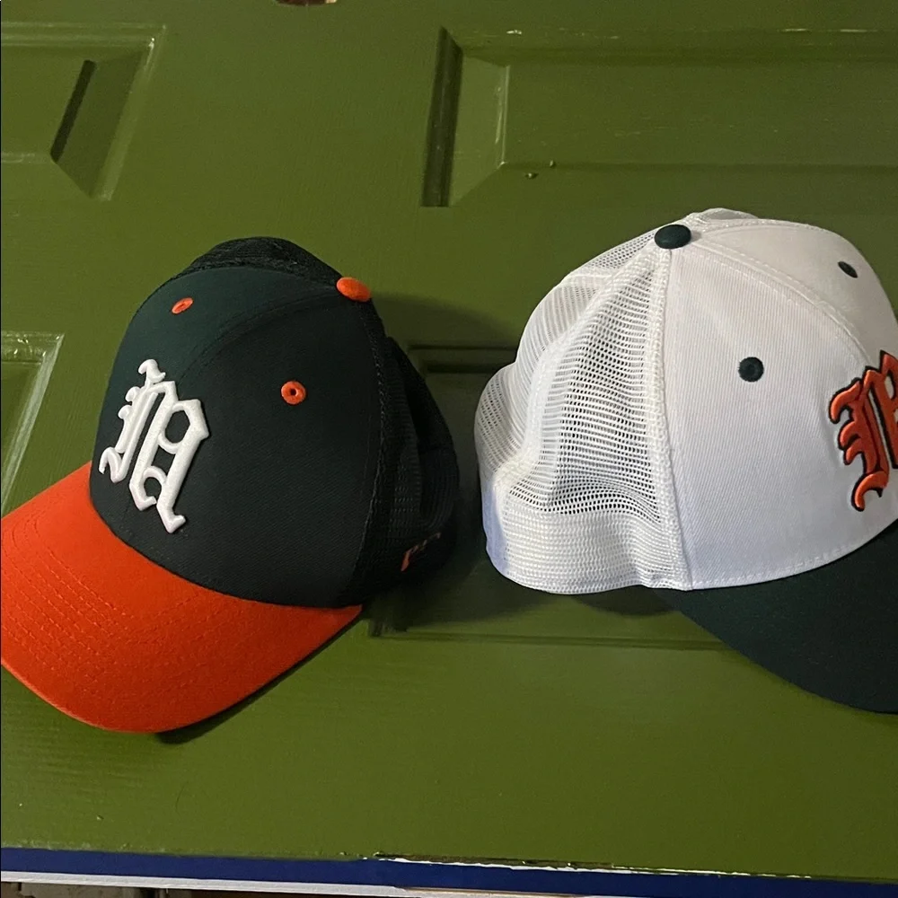 New Era White and Black Hats with Orange and White Accents - Picture 2 of 4